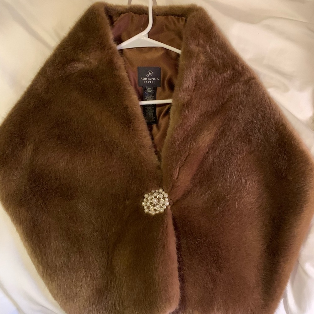 Adrianna Papell Faux Fur Shawl